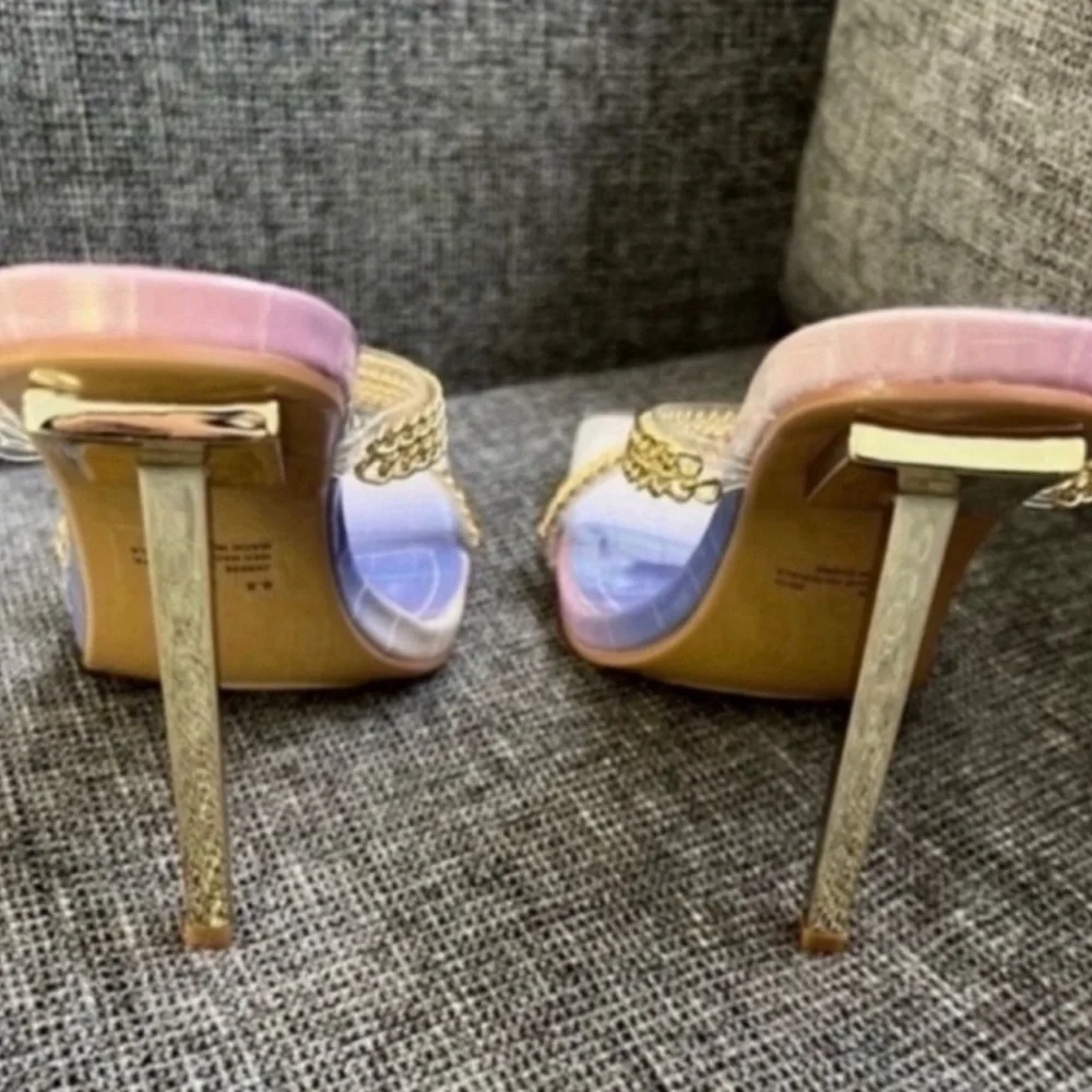 Cape Robbin Enya Ombré Chain Vegan Leather Heels 6.5